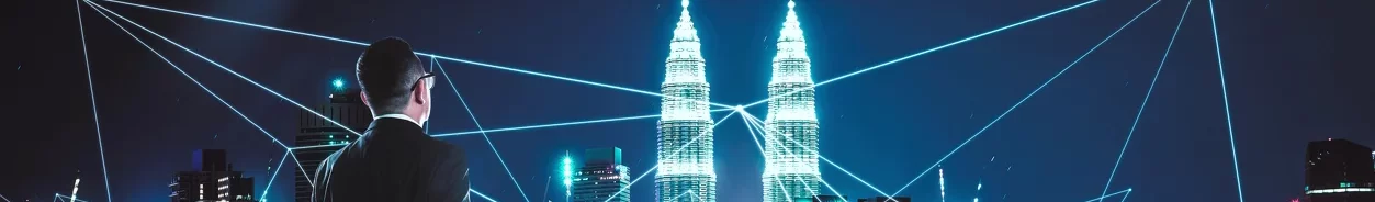 Kuala Lumpur at night, network overlay