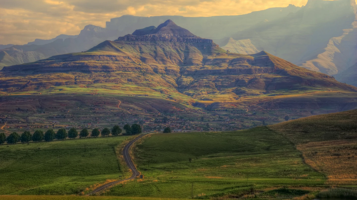 High plateau and peaks at golden hour